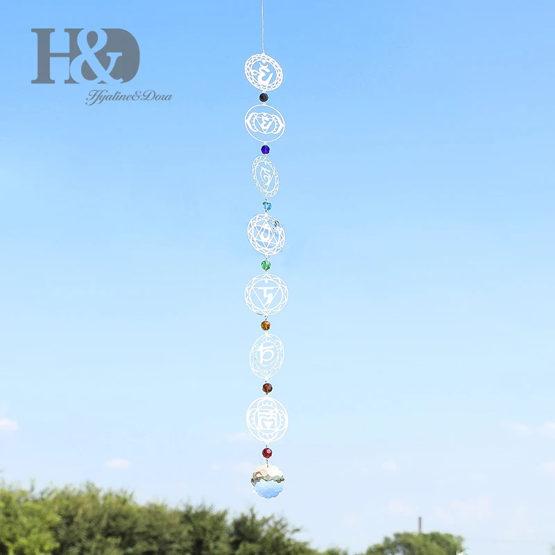 

H&D Chandelier Crystal Ball Prism Rainbow Chakra Hanging Suncatcher Window Sunflower Hanging Crystals Ornament