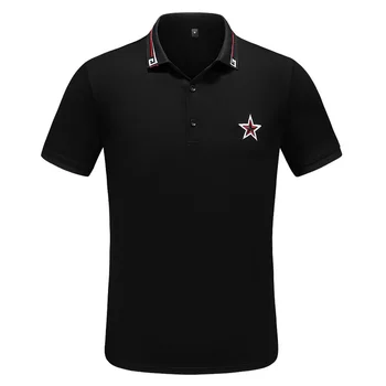 

New Novelty luxury 2019 Unisex Embroidered Star stripes Fashion Polo Shirts Shirt Hip Hop Skateboard Cotton Polos Top Tee #AB63