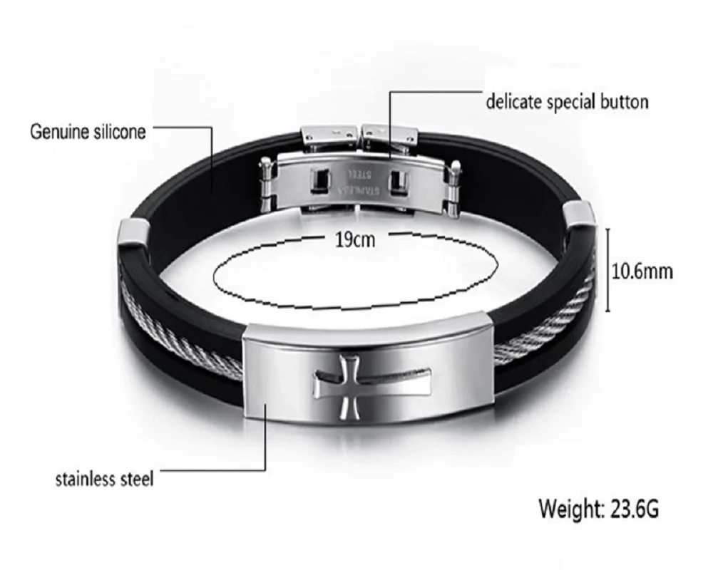 YAKAMOZ Винтаж Крест Браслеты для верующих для мужчин серебряный цвет очаровательыне нержавеющие панк браслет и браслеты скрытая застежка