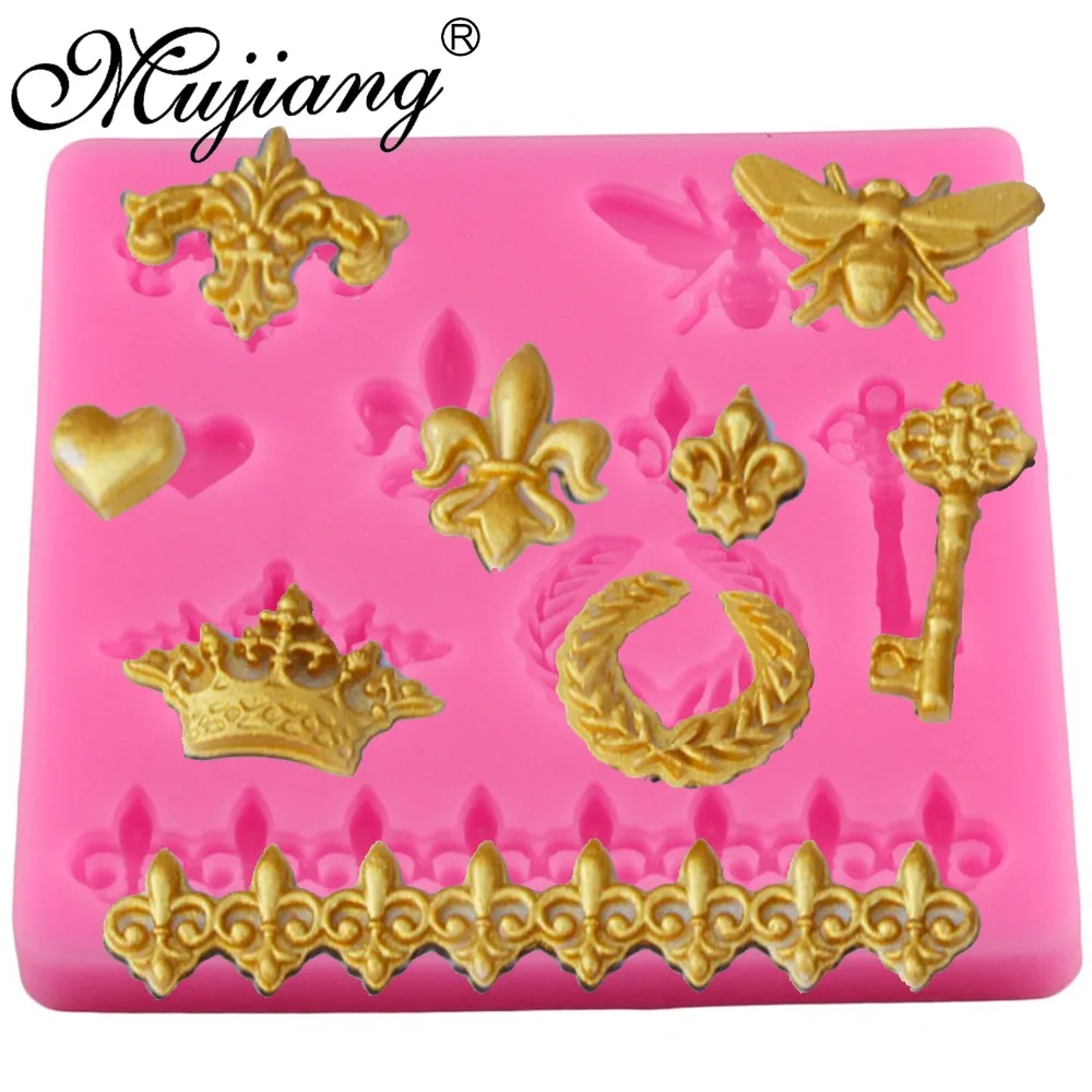 

Mujiang Cake Border Silicone Molds Butterfly Crown Relief Cupcake Fondant Cake Decorating Tools Gumpaste Chocolate Moulds XL416