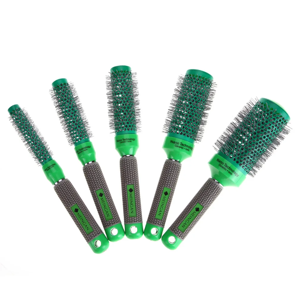 Pro Hair Salon Temperature Color Change Ceramic Iron Radial Round Comb