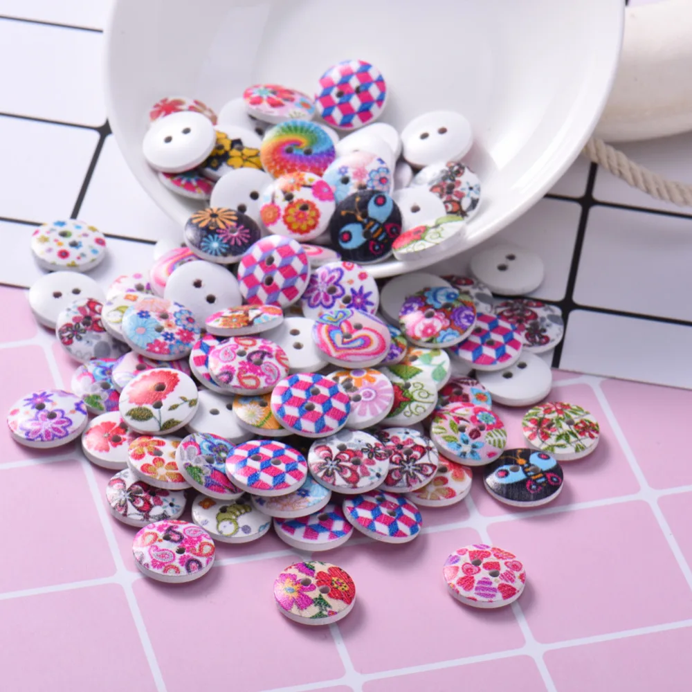 Fancy Printed Wooden Buttons Unique Lovely Prints Big Selection