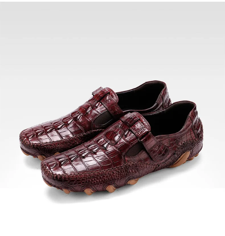 PJCMG/весенне-осенние черные/красные повседневные мужские мокасины из натуральной кожи без шнуровки в крокодиловом стиле; лоферы; Мужские модельные туфли для вождения