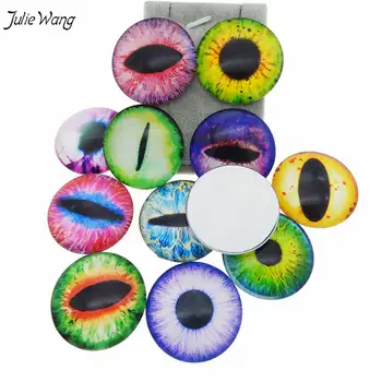

Julie Wang 35mm 40mm Round Glass Cameo Pupil Dragon Eye Cabochon Colorful Mixed Craft Jewelry Handmade Accessory Finding