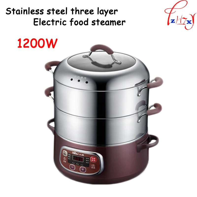 220V Stainless steel three layer electric hot pot / pan / steamer table