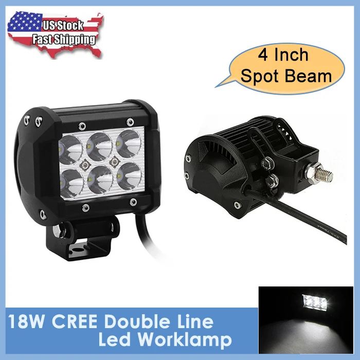 

4 Inch 18W Cree LED Work Light Bar for Indicators Motorcycle Driving Offroad Boat Car Tractor Truck 4x4 SUV ATV Flood 12V
