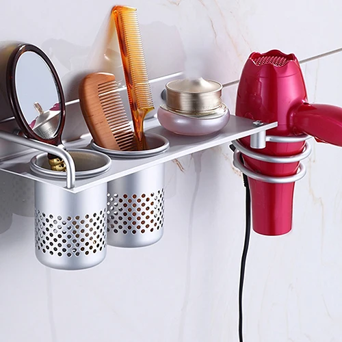 

Hair Dryer Storage Organizer Rack Comb Holder Wall Mounted Stand Bathroom Set