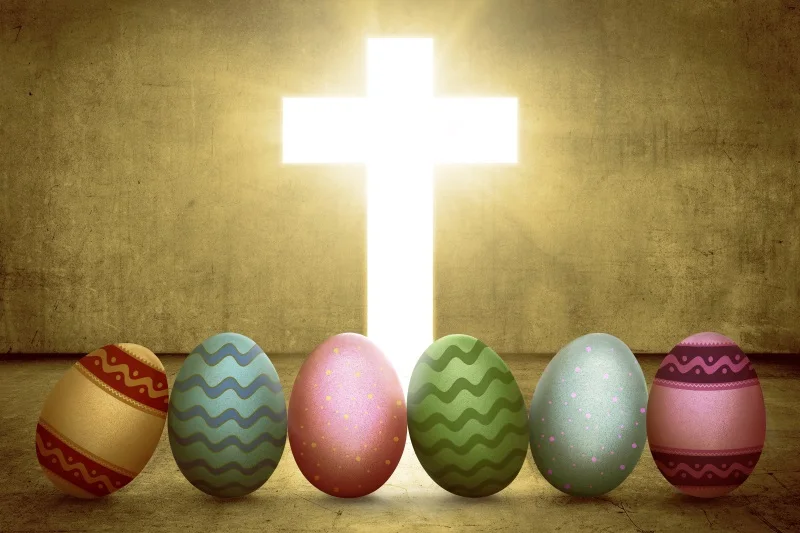 Laeacco Photography Backdrops Christmas Shiny Cross Jesus Easter Egg