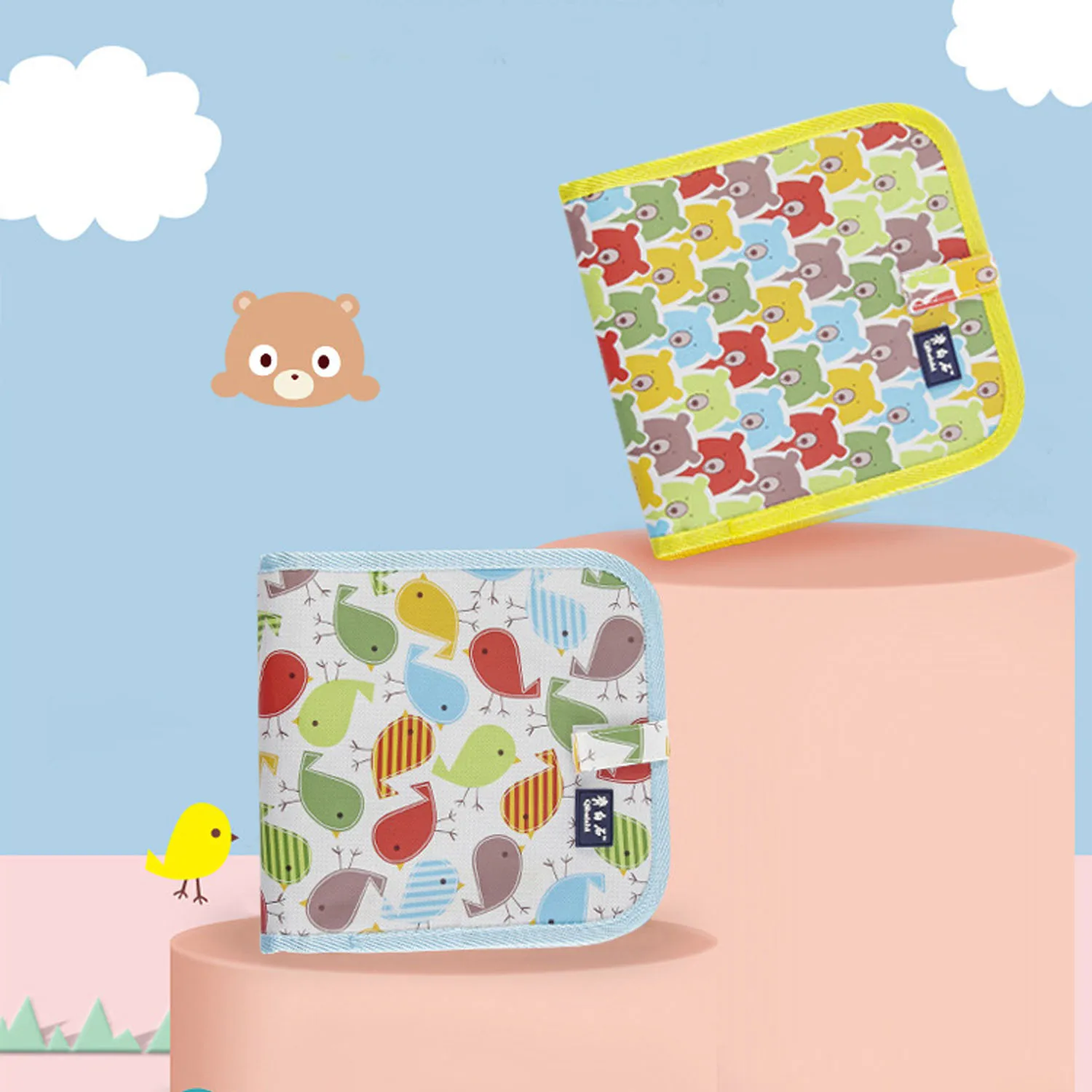 

Drawing Pad Portable Erasable Blackboard Reusable PP 14-page Writing Board with 12 Colored Pens for Kids Birds \\\/ Bear