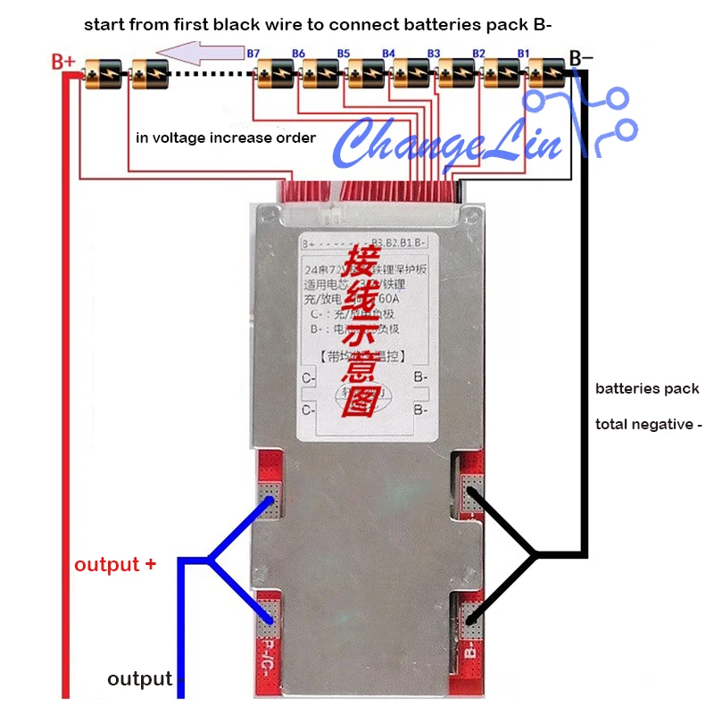 17S 21S 20S 24S литий-ионная Lipo Lifepo4 литиевая батарея Защитная плата BMS PCM с балансом 60 в 64 в 72 в 60A сотовый пакет общий порт