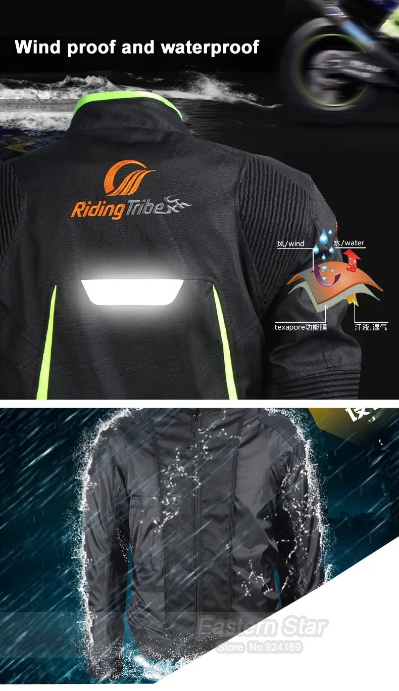 Езда племя мотоцикл черный отражающие гоночные зимние куртки и брюки, мото водонепроницаемые куртки костюмы брюки, JK37