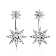 Стерлингового серебра 925 пробы модные блестящие cz Циркон звезда ladies'stud женские украшения, серьги женский подарок Прямая