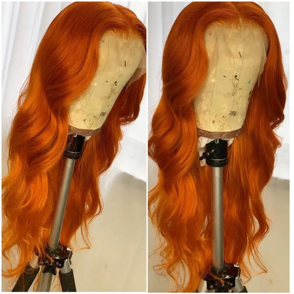 

100% Human Hair 13×6 Lace Front Wigs long Orange Body Wave Human Hair Lace Wigs with Baby Hair For Beauty Woman by Eversilky