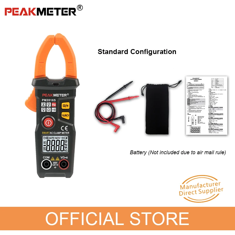 Официальный PEAKMETER PM2016S умный мини цифровой AC клещи мультиметр с сопротивлением частоты данных удержания NCV тестер