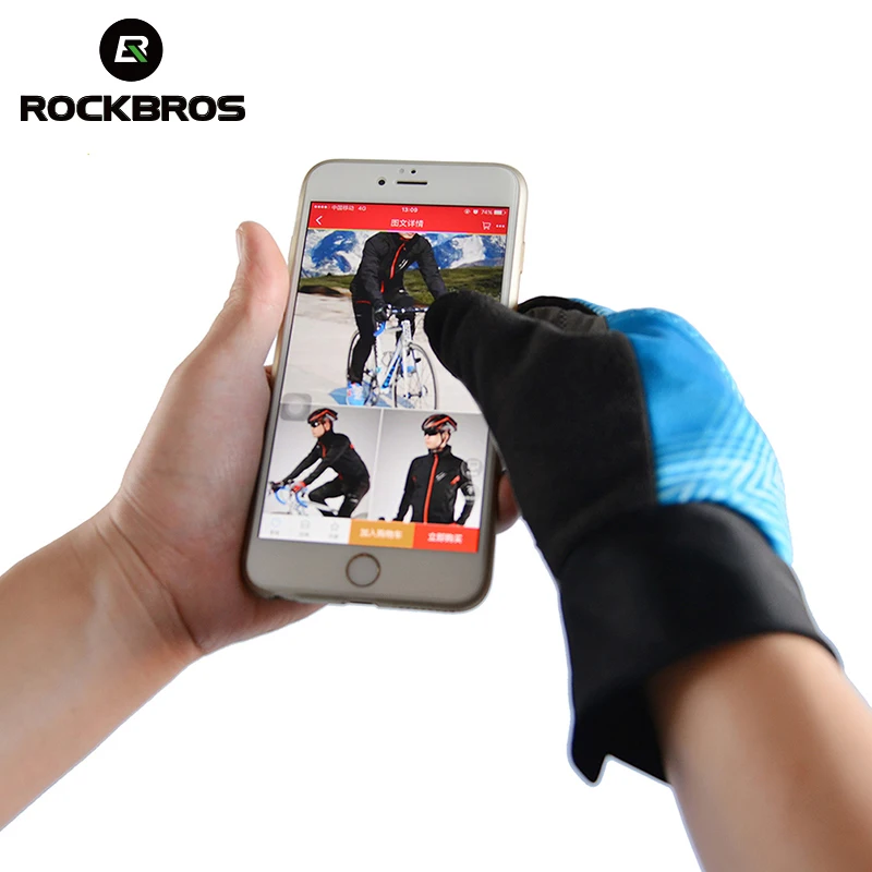 ROCKBROS الشتاء التزلج يندبروف الحراري فنجر كامل قفازات للماء دراجة دراجة تزلج قفازات قفازات شاشة لمس المعدات