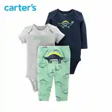 Carter’s 3-Piece Little Character Set Cute cartoon print long sleeve baby boy bodysuits autumn winter baby clothes 126H496