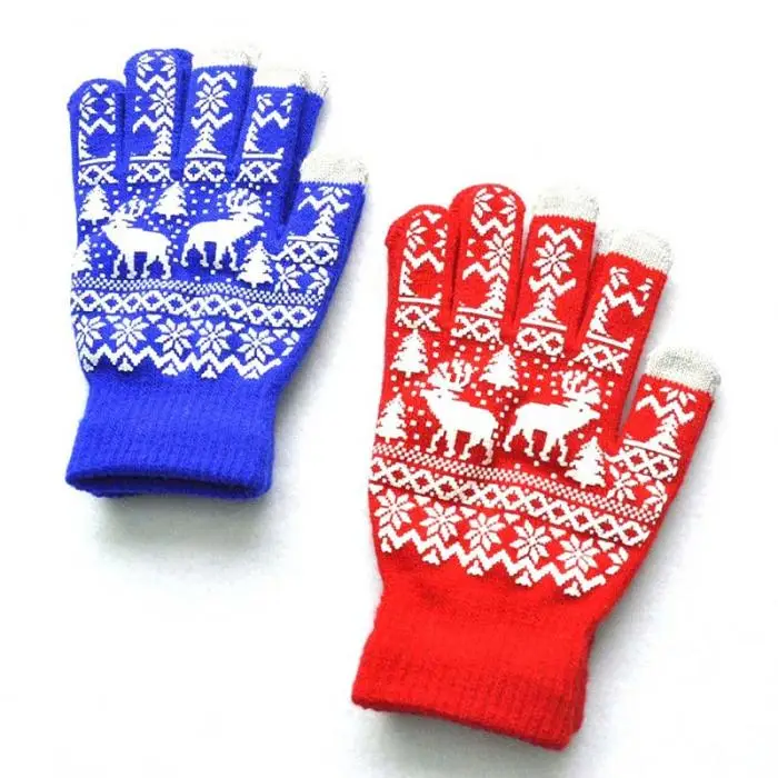 1 пара, вязаные перчатки, сохраняющие тепло, ветрозащитные, противоскользящие, Рождественский олень для женщин и мужчин, зимние LXH