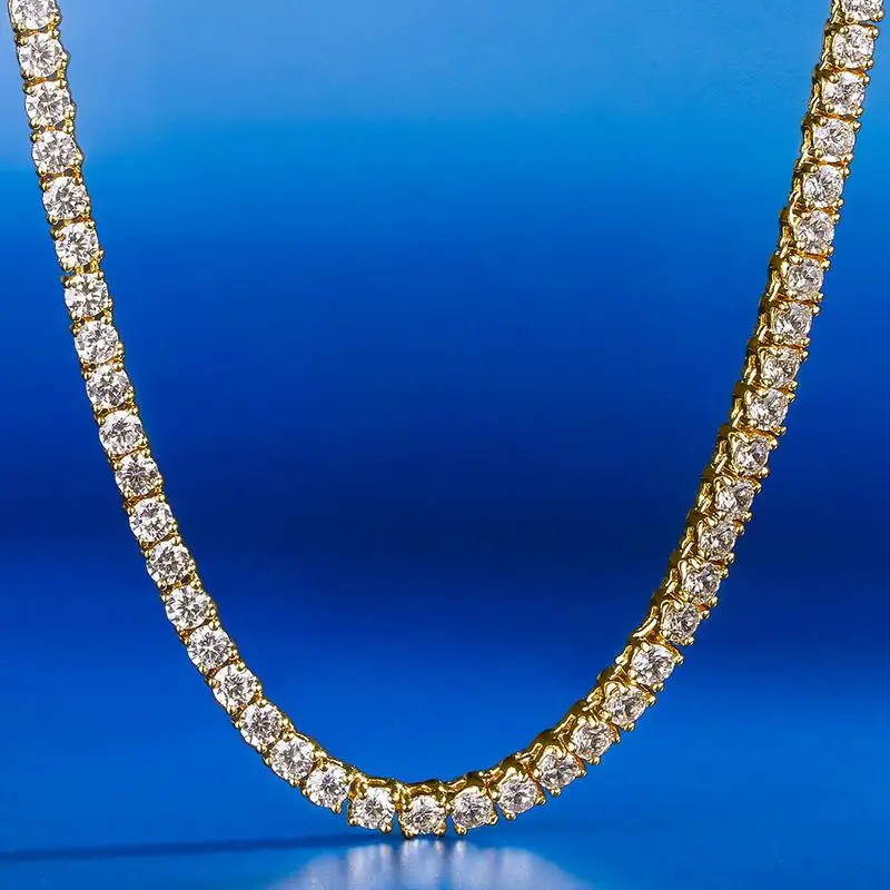 Iced Out Tennis Chain 3mm Gold Necklace Luxury Brand Ice Link New Micro-inlaid Zircon Hip Hop Jewelry for Men and Women | Украшения и