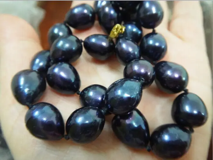 

HOT## Wholesale HUGE 18"15-16MM NEAR TAHITIAN BLACK GREEN PEARL NECKLACE