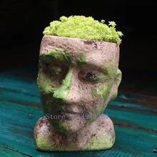 Креативная ваза, украшенная головом, керамическая Цветочная горшочек, состаренный мох, ретро голова человека, домашнее декоративное декоративный цветок, композиция