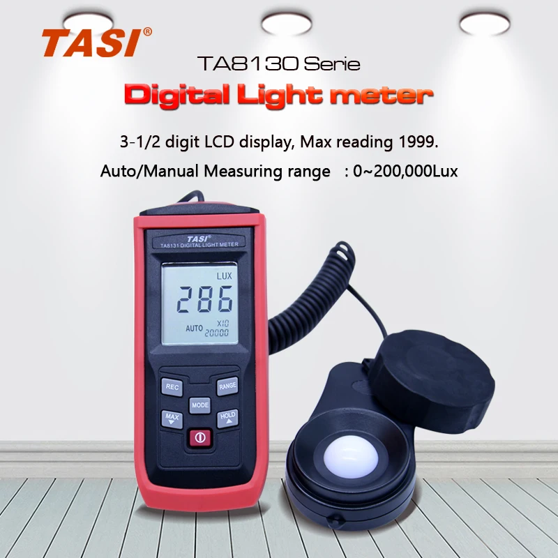 

TASI TA8133 200,000Lux Digital LCD Pocket Light Meter,tachometer luxmeter Lux/FC Measure Tester tachometer luxmeter