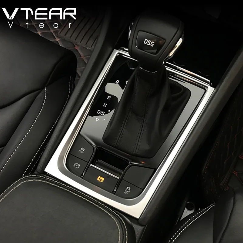 

Vtear for Skoda Kodiaq gear frame cover chrome center centre console panel circle accessories gear shifter collar decorative 19
