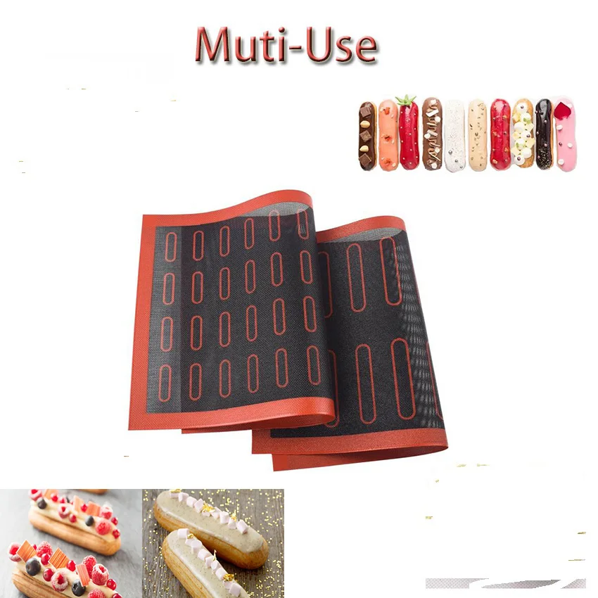 

Silicone Mat 18/44 Eclair Pastry Non Stick Liner Macaron Cookie Tart Bread Mold For Baking Accessories Confectionery Tools 678