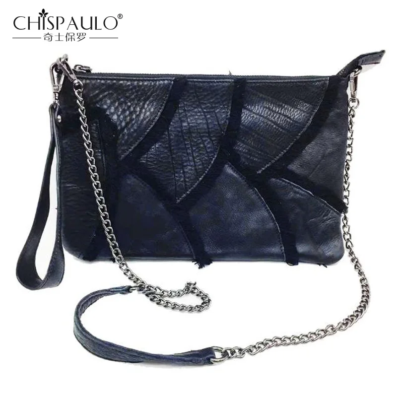 

Genuine Leather Stitching Women Bag Satchels Fashion Chains Women Messenger Bag High Quality Crossbody Bag Casual Women Clutch