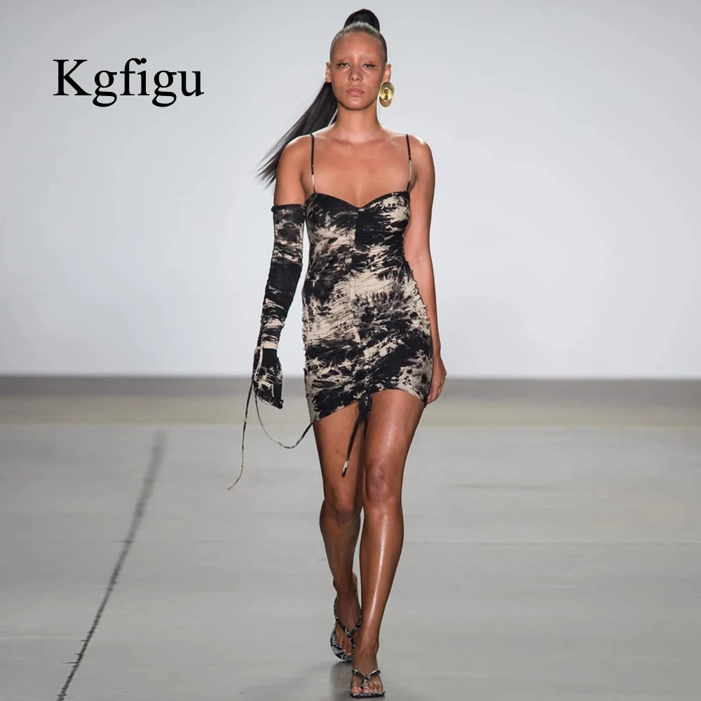KGFIGU 2021 элегантное женское облегающее тонкое платье карандаш с рюшами на бретелях