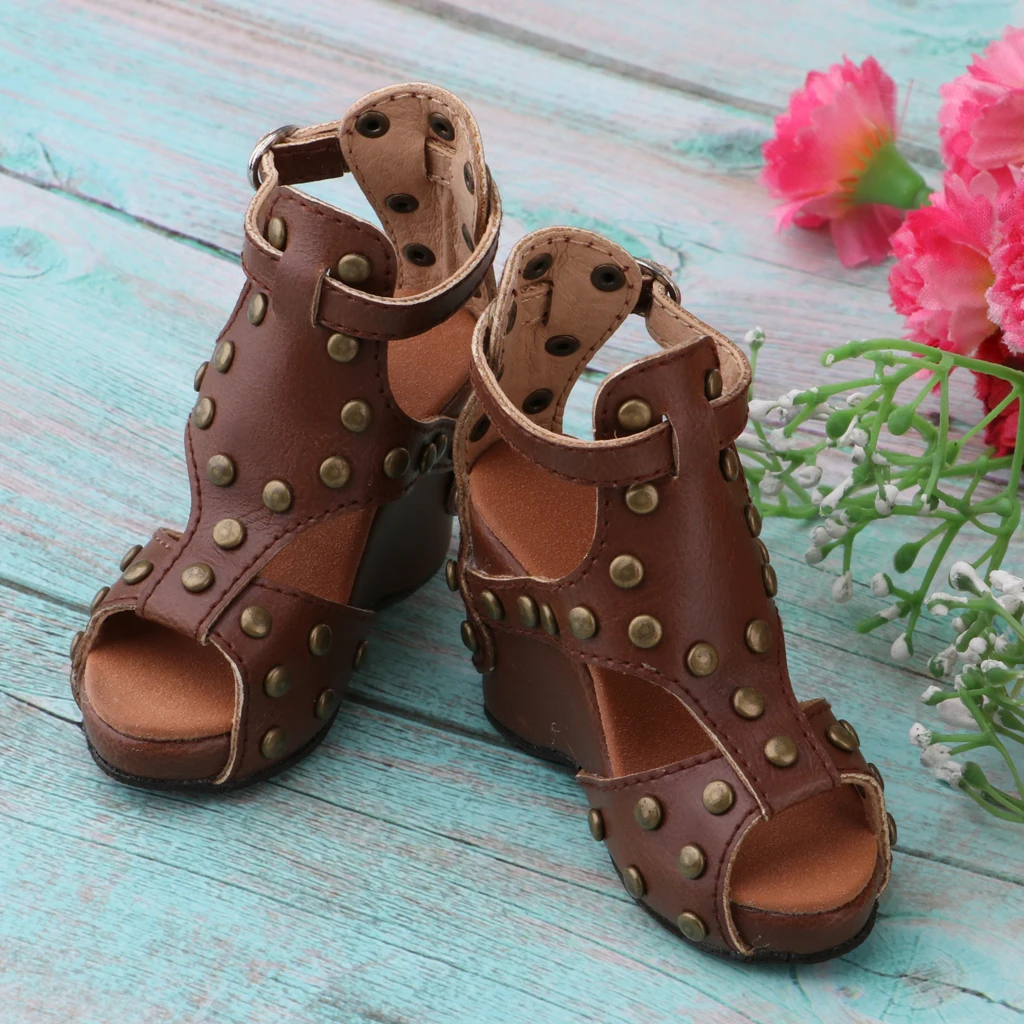 

Elegant Peep-Toe Rivet Shoes Coffee Wedge Sandals for 1/3 BJD Party/ Wedding/ Casual Outfit