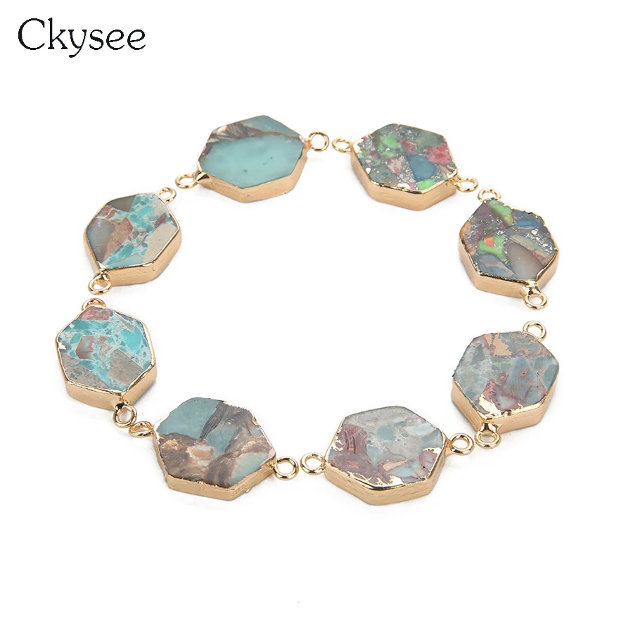 Ckysee 2 шт./лот 1.6x2.8cm Природный имперский камень Кулон талисман с двойным отверстием