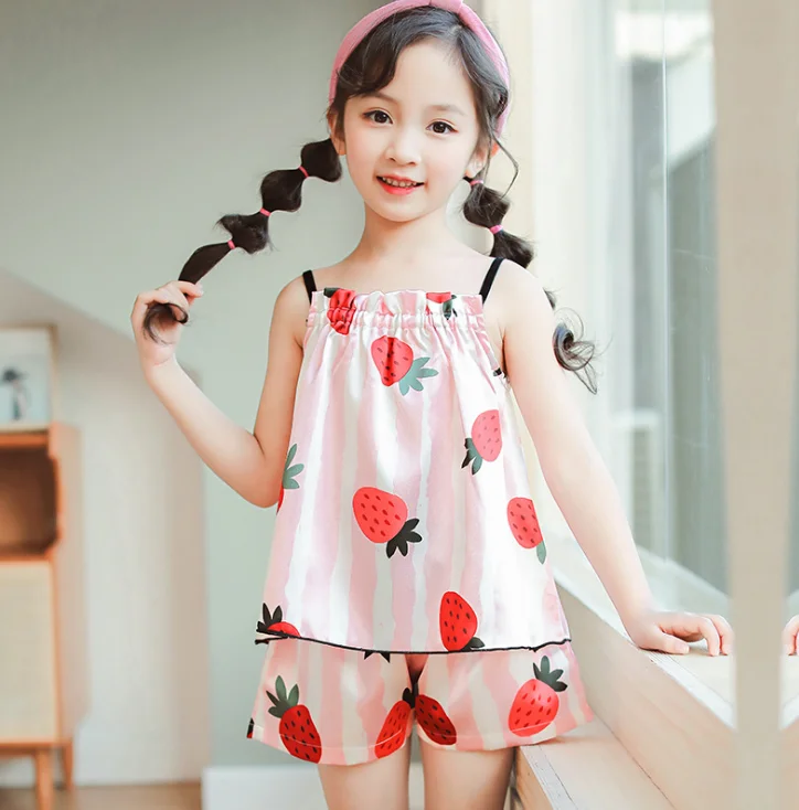 children's Sleeveless Printed Pajamas Polyester Comfort Home Pajamas Sets kids Sleepwear Pajamas Nightwear Christmas Gift Z882