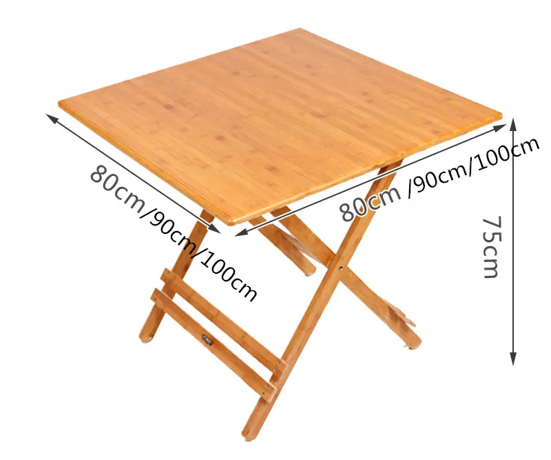 Bamboo Furniture Folding Table Square 80-100cm Outdoor/Indoor Dining
Table Legs Foldable Portable Folding Snack Table For Dinner