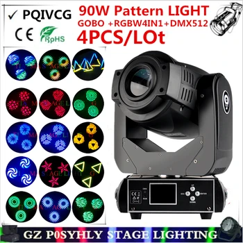 

4PCS/ 90W moving head lights / led pattern lights 7 colors + white+8 gobo dmx512 led spotlight professional dj equipment