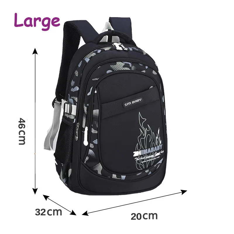 Школьный рюкзак для детей, повседневные Рюкзаки из нейлона, большой размер, школьные сумки для студентов, От 7 до 14 лет, Водонепроницаемый Школьный рюкзак для мальчиков, детский рюкзак - Цвет: large gray