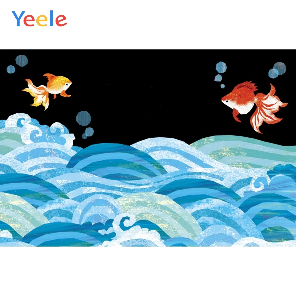 

Yeele Goldfish Ocean Wave Night Photography Birthday Party Background Sea Photographic Cartoon Children Backdrop Photo Studio