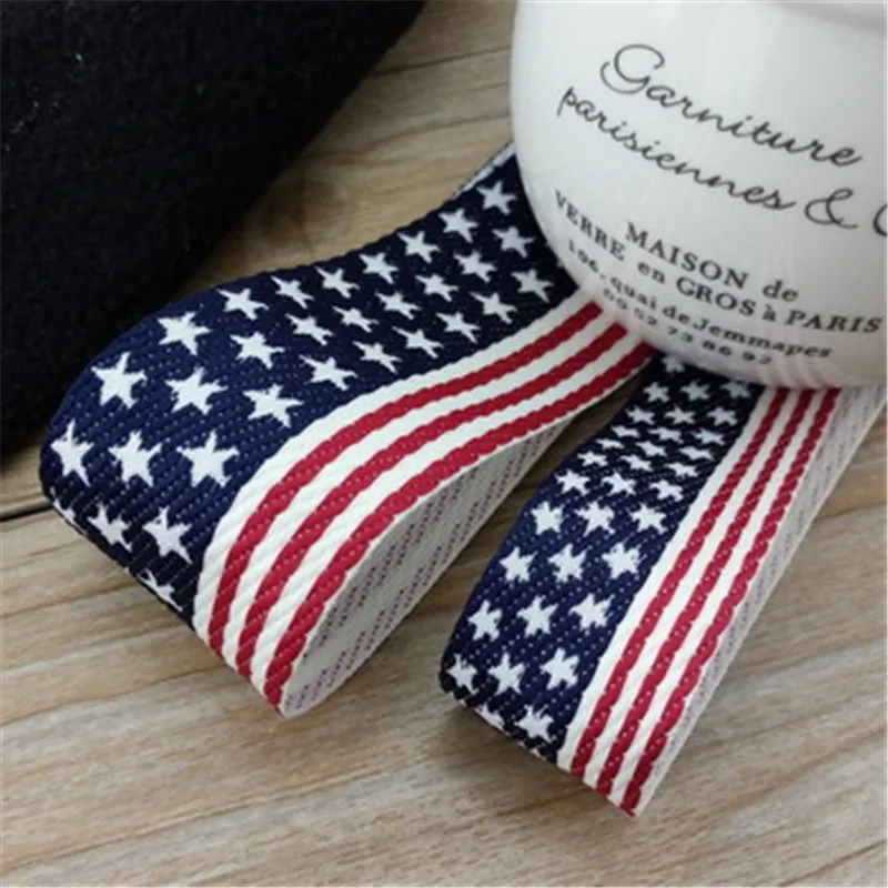 

5yards/lot New Star Pattern Ribbon Thick Handmade DIY Costume American Flag Style Ribbon Material T-073