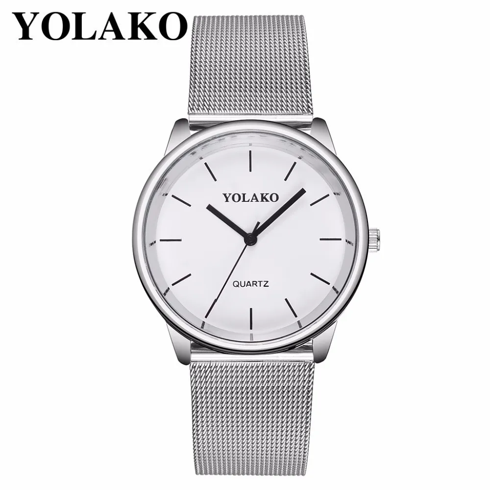 

YOLAKO Brand Women Silver Mesh Watch Luxury Ladies Stainless Steel Analog Quartz Watch Dropshipping Clock