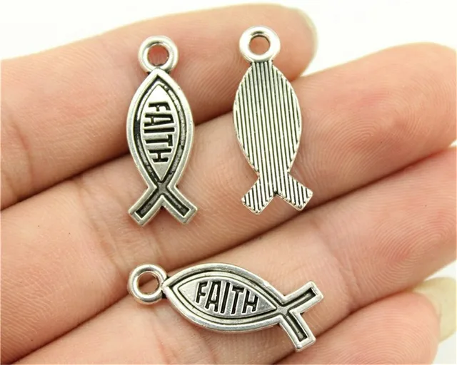 15pcs Jesus Fish Charm Pendants For Bracelets Christian Fish Charm