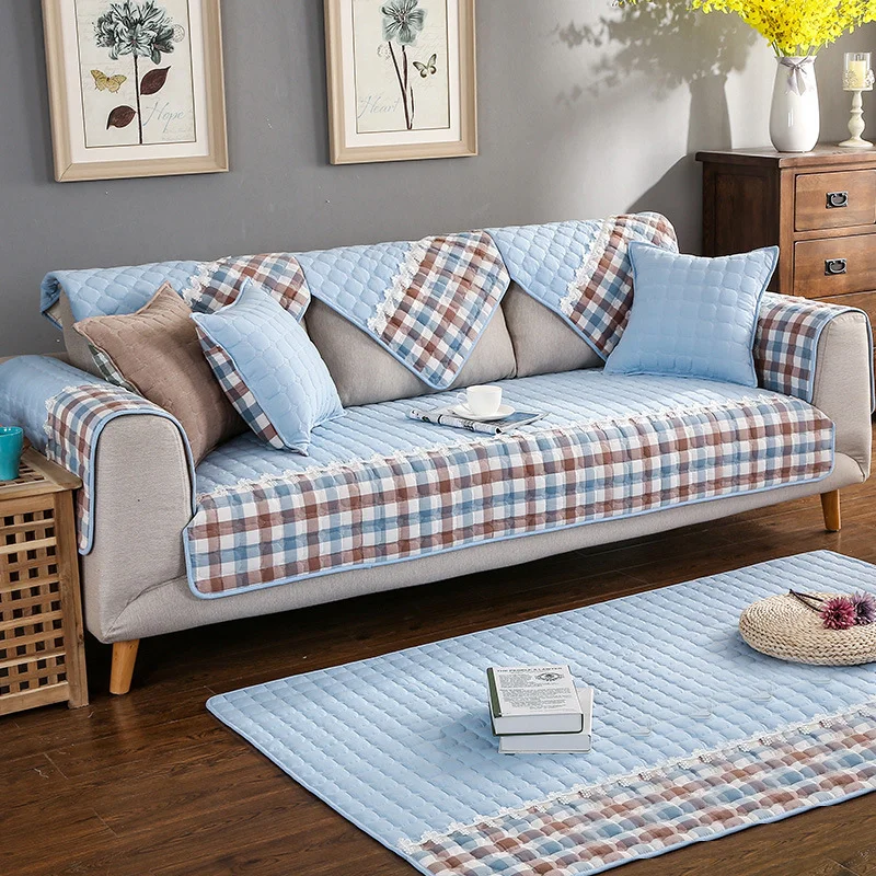 Buy fashion jacquard sofa cover slipcovers cotton fabric plaid slip resistant