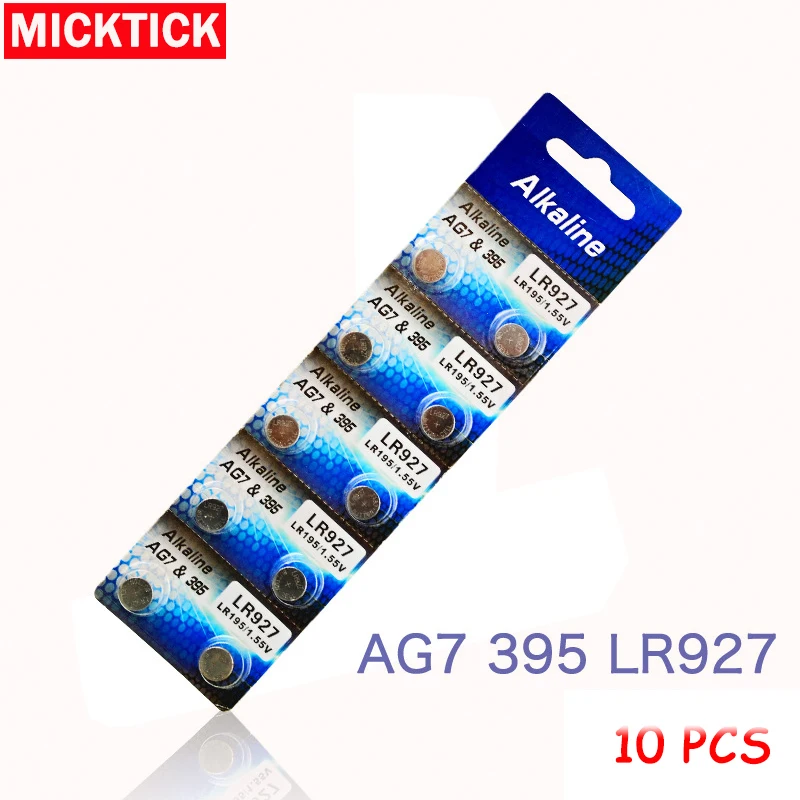 

new 10pcs/lot AG7 Li-ion 1.55V Button Cell Battery Alkaline LR927 LR57 SR927W 399 GR927 395A for Watch Toys Remote Camera