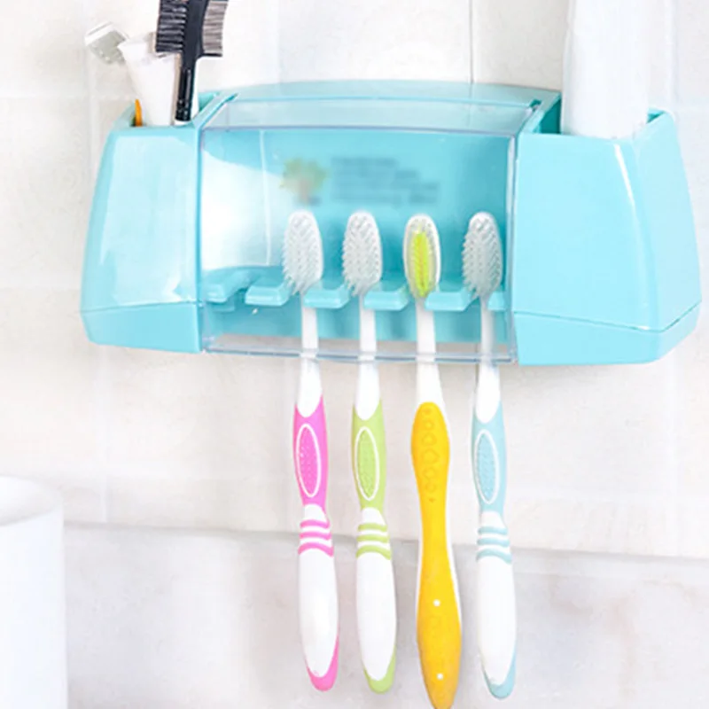 

Home Bathroom 5 Toothbrush Holder Wall Mount Toothpaste Storage Rack Bathroom Toothpaste dispenser Toothpaste Rack Wall Mount