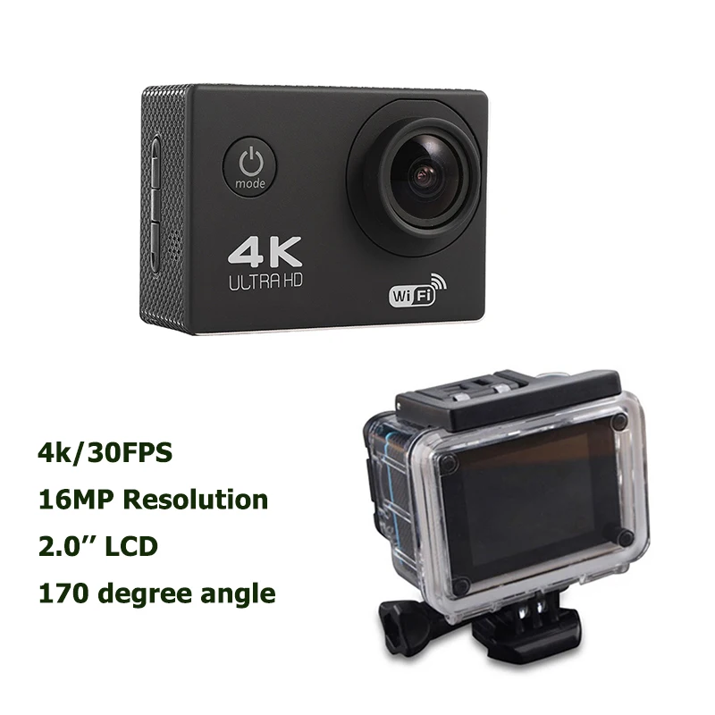 Tekcam WIFI Action camera 4K Helmet Camera 16MP 1080P HD 2.0" 30 meters go pro waterproof Car Cam | Электроника