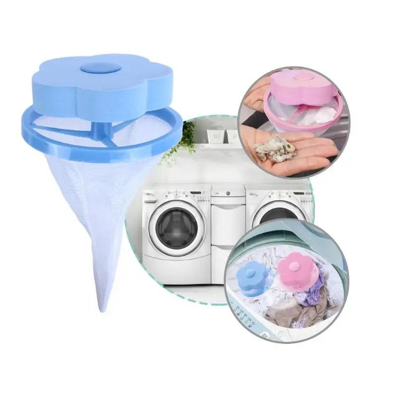 

Laundry Net Filter Bag Washing Machine Cleaning Bag Flower-shaped Floating Hair Catching Bag Debris Fur Removal Net Cotton Pouch