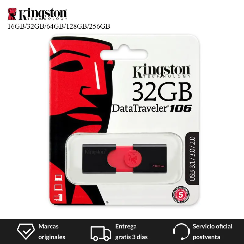 Kingston Technology DataTraveler 106 16GB 32GB 64GB 128GB 256GB USB Flash Drive Type-A USB 3.0 (3.1 Gen 1) USB Storage Disk U