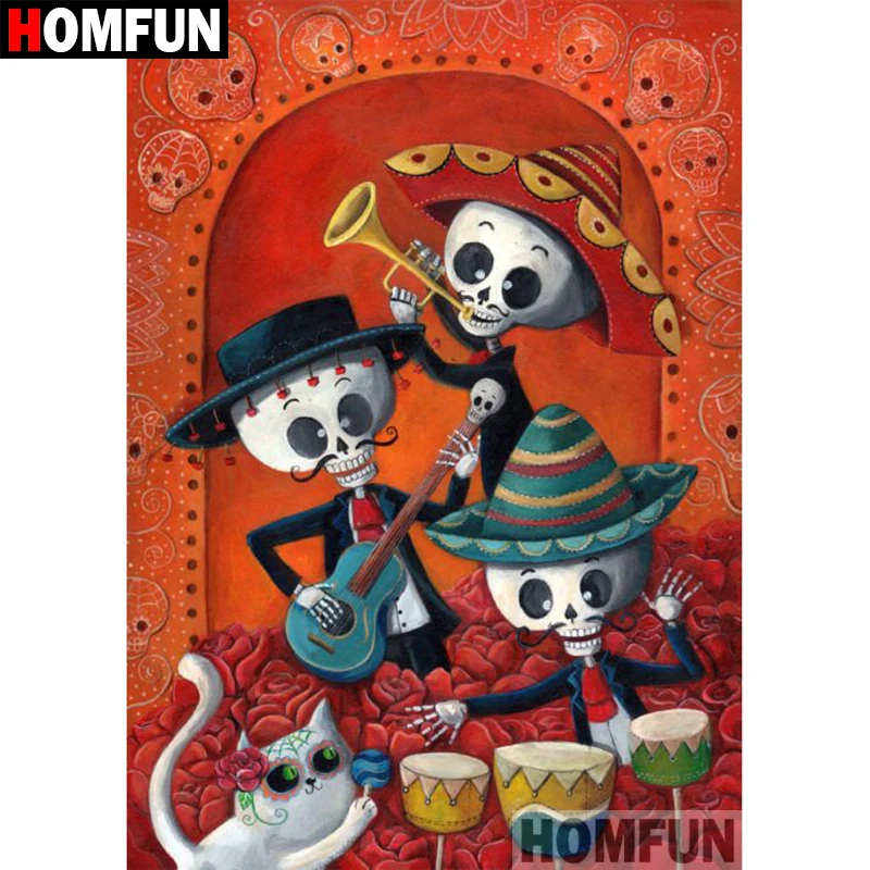 

HOMFUN Full Square/Round Drill 5D DIY Diamond Painting "Cartoon skull" Embroidery Cross Stitch 5D Home Decor Gift A07820