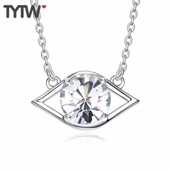 

TYTW Crystals from Austrian S925 Sterling Silver Women Evil Eye Pendant Rhodium Jewelry Necklaces & Pendants statement necklace