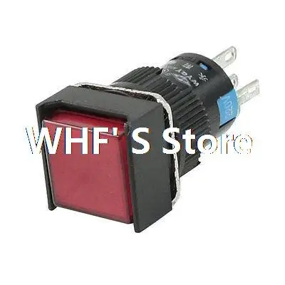 

2pcs 250VAC 1A SPDT 5 Pins Latching Red Square Push Button Switch w 220V LED Light