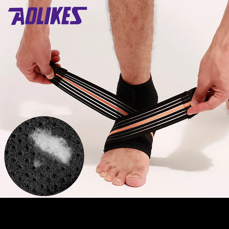 

Men Sport Protective Pressurizable Ankle Elastic Bandage Support Basketball Football Adjustable Bands Anti Sprain Brace Guard