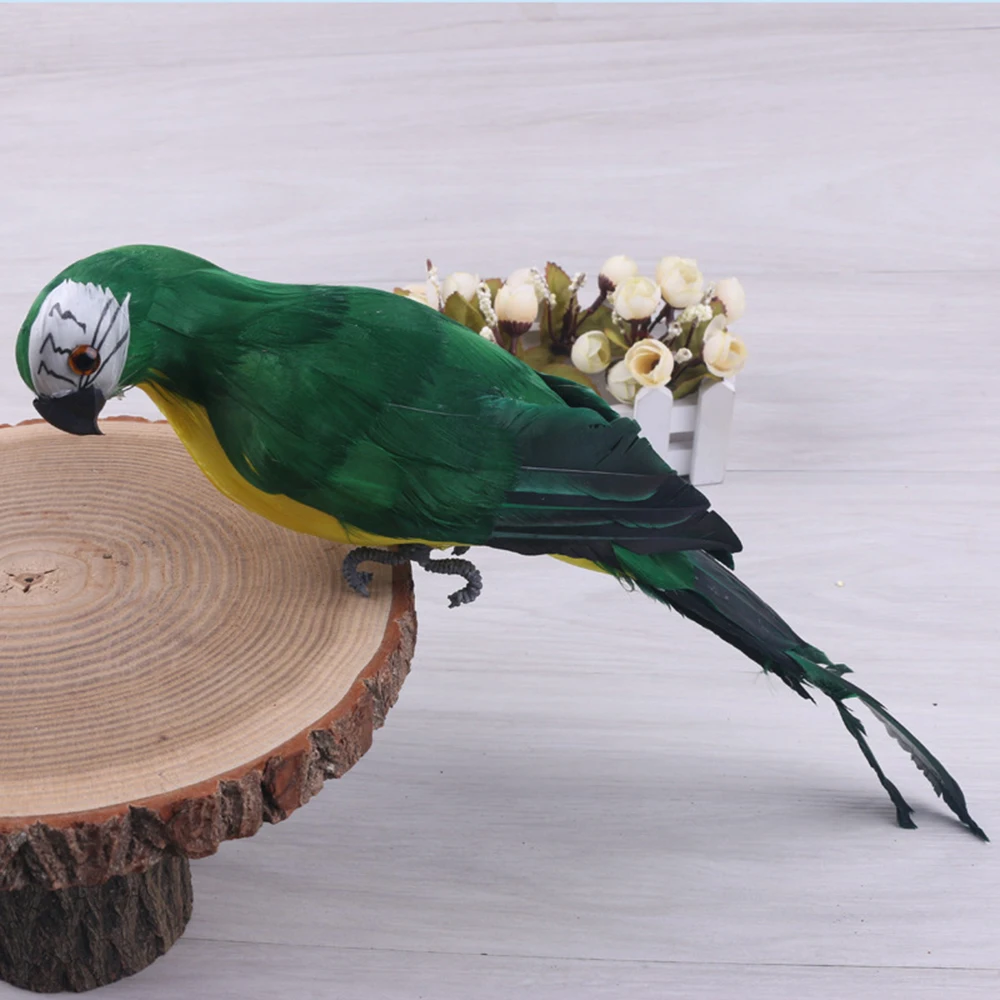 Ультра легкий попугаев с настоящими перьями/Bendable ноги сад моделирования реквизит птица Творческий ультра легкий вес 25/35 см - Цвет: 35cm green